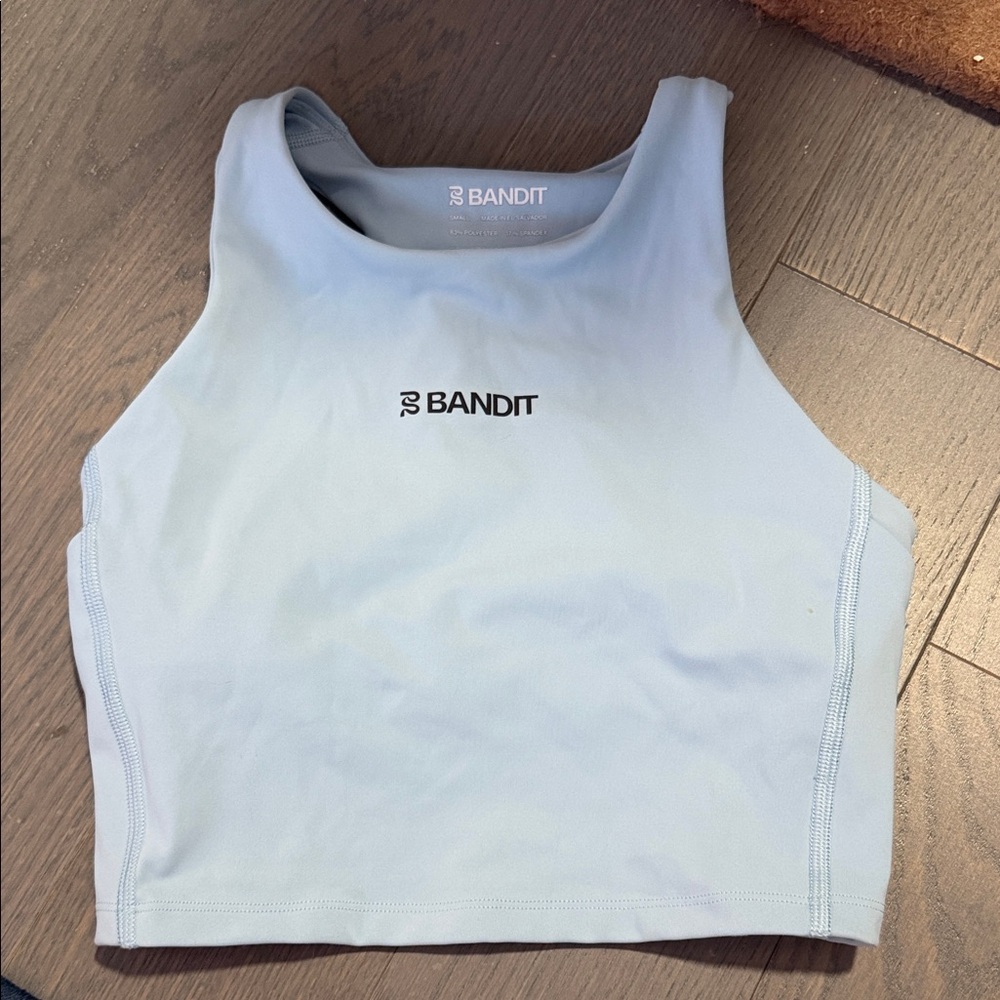 Bandit running crop top light blue like new worn once size small